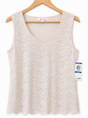 NWT-JM Collection Lace Shell Tank Top-XL